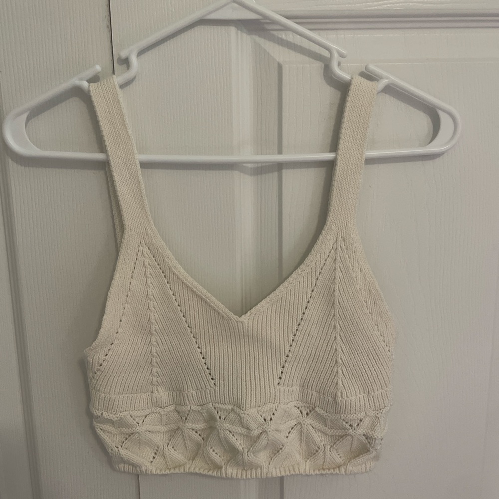Forever 21 Cream Knit Crop Top